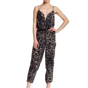 Sweet Pea Faux Wrap Leopard Print Jumpsuit Small